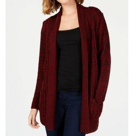 NY COLLECTION Petite Marled Open-Front Cardigan - Picture 1 of 1